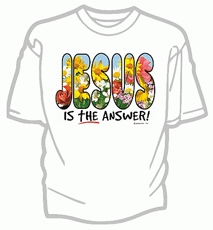 Jesus Is the Answer Christian Tee Shirt - Adult Medium