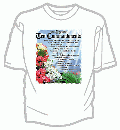 Ten Commandments Christian Tee Shirt - Adult Large
