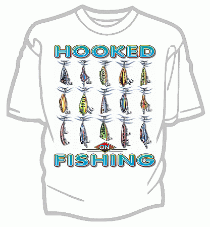 Hooked on Fishing Lure Tee Shirt - Adult Medium
