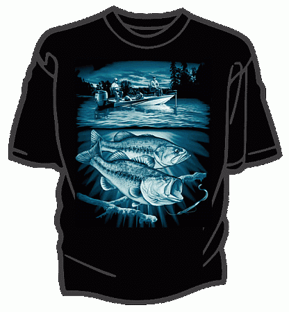 Night Glow Fishing Tee Shirt - Adult Large
