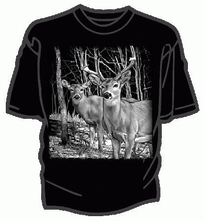 Buck and Doe Hunting Sportsmen Tee Shirt - Adult Large