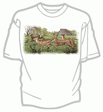 Deer in a Field Tee Shirt - Adult Large