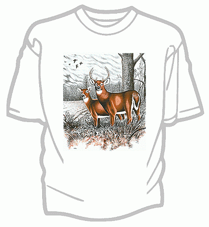 Deer Standing Still Tee Shirt - Adult Large