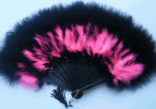 Black & Hot Pink Marabou Feather Fan