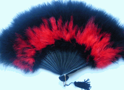 Black & Red Marabou Fluff Feather Fan