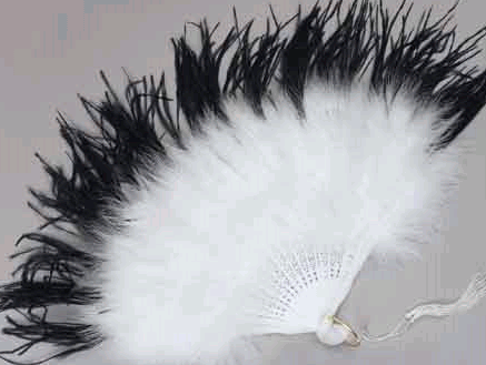 Black & White Ostrich Feather Tipped - Marabou Fan