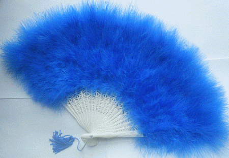 Blue Turkey Marabou Feather Fan - ON SALE - ONLY 1 LEFT