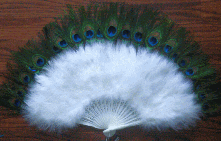 White Marabou Fluff Peacock Feather Fan