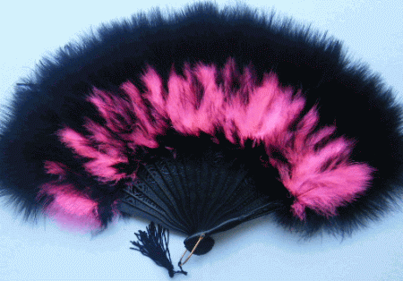 Marabou Fluff - Black & Hot Pink Feather Fan