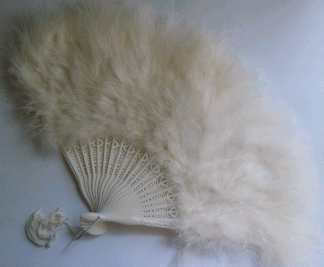 Turkey Marabou Feather Fan - Eggshell