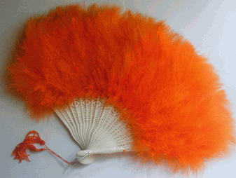 Turkey Marabou Feather Fan - Orange