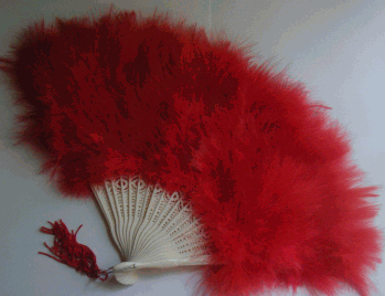 Turkey Marabou Feather Fan - Red