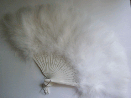 Turkey Marabou Feather Fan - White