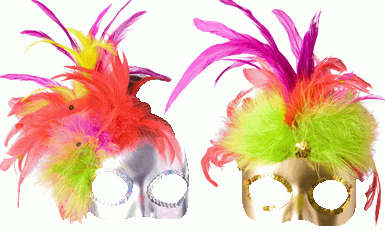 Glitzy Neon Feather Mask