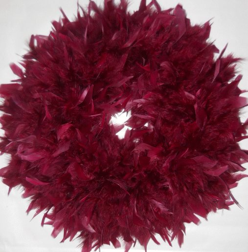 Fluffy Burgundy Christmas Feather Wreaths - Pretty!