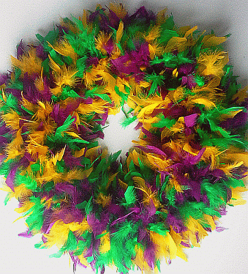 Mardi Gras Feather Wreath XL - Mixed Colors