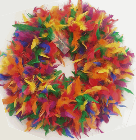 Rainbow Color Mix Feather Wreath