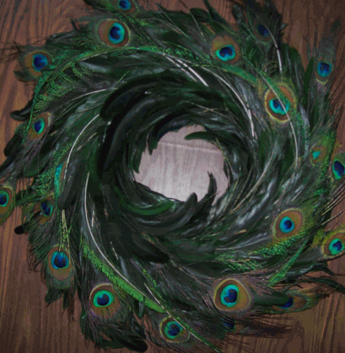 Pretty Peacock Feather Wreath - ONLY 1 LEFT