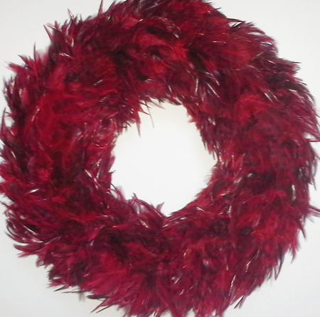 Red Rooster Chinchilla Feather Wreath - OUT OF STOCK