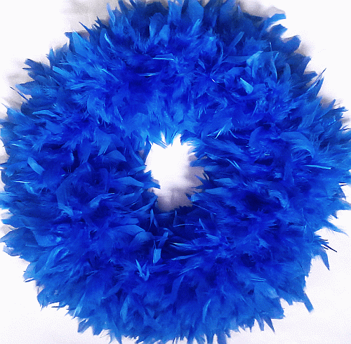 Pretty Blue Chandelle Feather Wreath - XL