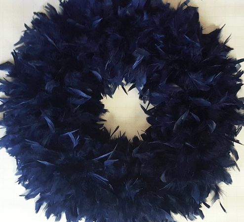 Navy Blue Feather Wreath - XL