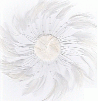 White Beaded Feather Hackle Plate
