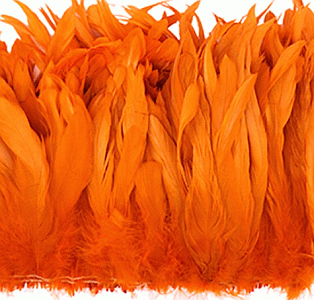 Strung Rooster Coque Tails - Bleached & Dyed - Orange