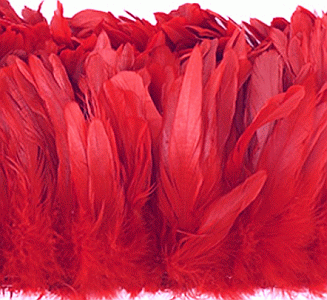 Strung Rooster Coque Tails - Bleached & Dyed - Red