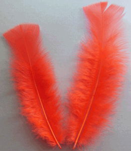 Hot Orange Turkey Flat Feathers - 1/4 lb