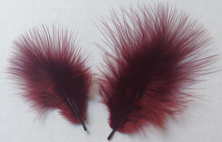Bulk Burgundy Marabou Turkey Feathers - 1-3 inch Mini Feather Size - 1/4 lb pkg