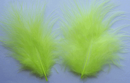 Bulk Chartreuse Marabou Turkey Feathers - 1-3 inch Mini Feather Size - 1/4 lb pkg