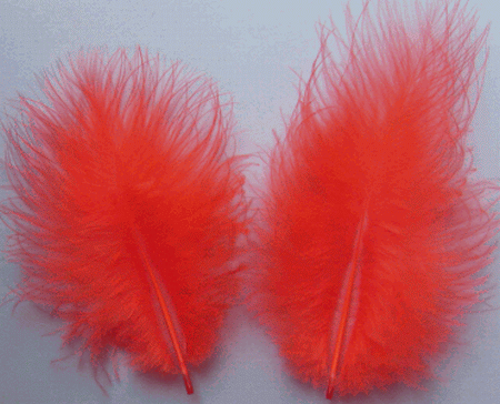 Bulk Hot Orange Marabou Turkey Feathers - 1-3 inch Mini Feather Size - 1/4 lb pkg
