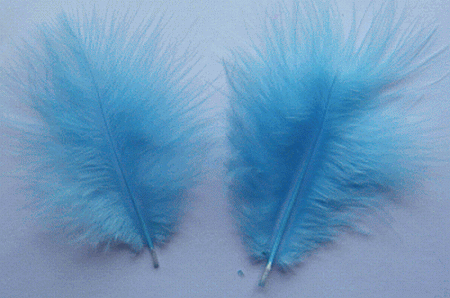Bulk Light Blue Marabou Turkey Feathers - 1-3 inch Mini Feather Size - 1/4 lb pkg