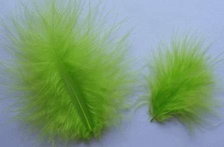 Bulk Lime Marabou Turkey Feathers - 1-3 inch Mini Feather Size - 1/4 lb pkg