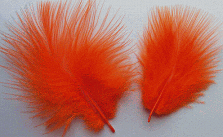 Bulk Orange Marabou Turkey Feathers - 1-3 inch Mini Feather Size - 1/4 lb pkg