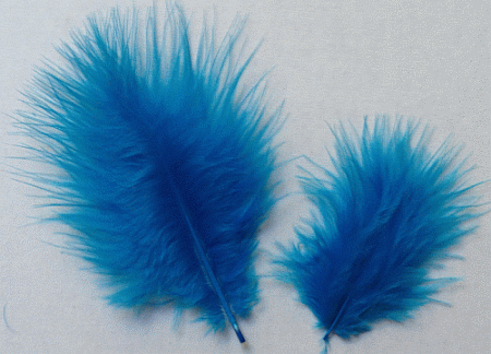 Bulk Turquoise Marabou Turkey Feathers - 1-3 inch Mini Feather Size - 1/4 lb pkg