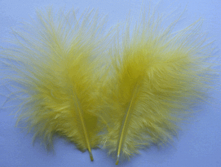 Bulk Yellow Marabou Turkey Feathers - 1-3 inch Mini Feather Size - 1/4 lb pkg