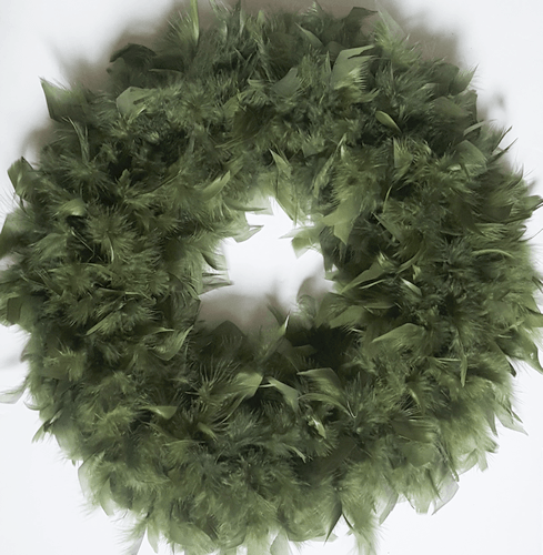 Olive Green Feather Wreath