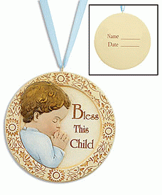 Praying Baby Boy Decorative Crib Keepsake Medal