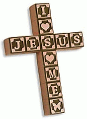 I Love Jesus ABC Block Cross - Pink