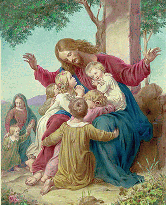 Jesus Christ with the Children Art Print 8x10