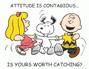 Attitude is Contagious Charlie Brown Poster