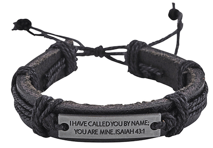 Called You by Name Black Leatherlette Bracelet