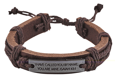 Called You by Name Brown Leatherette Bracelet