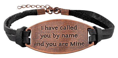 I Have Called You by Name Black Leatherette Bracelet
