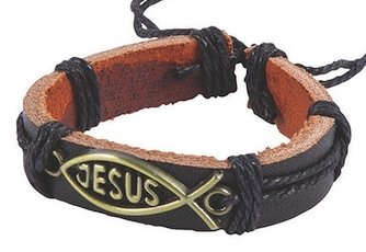 Jesus Leatherette Bracelet