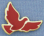 Red Dove Lapel Pin Trimmed with Gold Edges