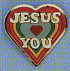 Jesus Loves You Rainbow Heart Pins