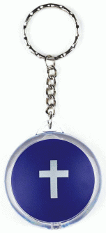 Blue Lighted Cross Key Chains
