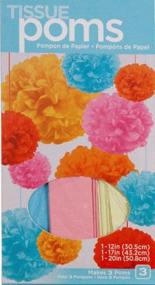 Pom Pom Tissue Party Balls - Baby Shower Kit - 3 pc